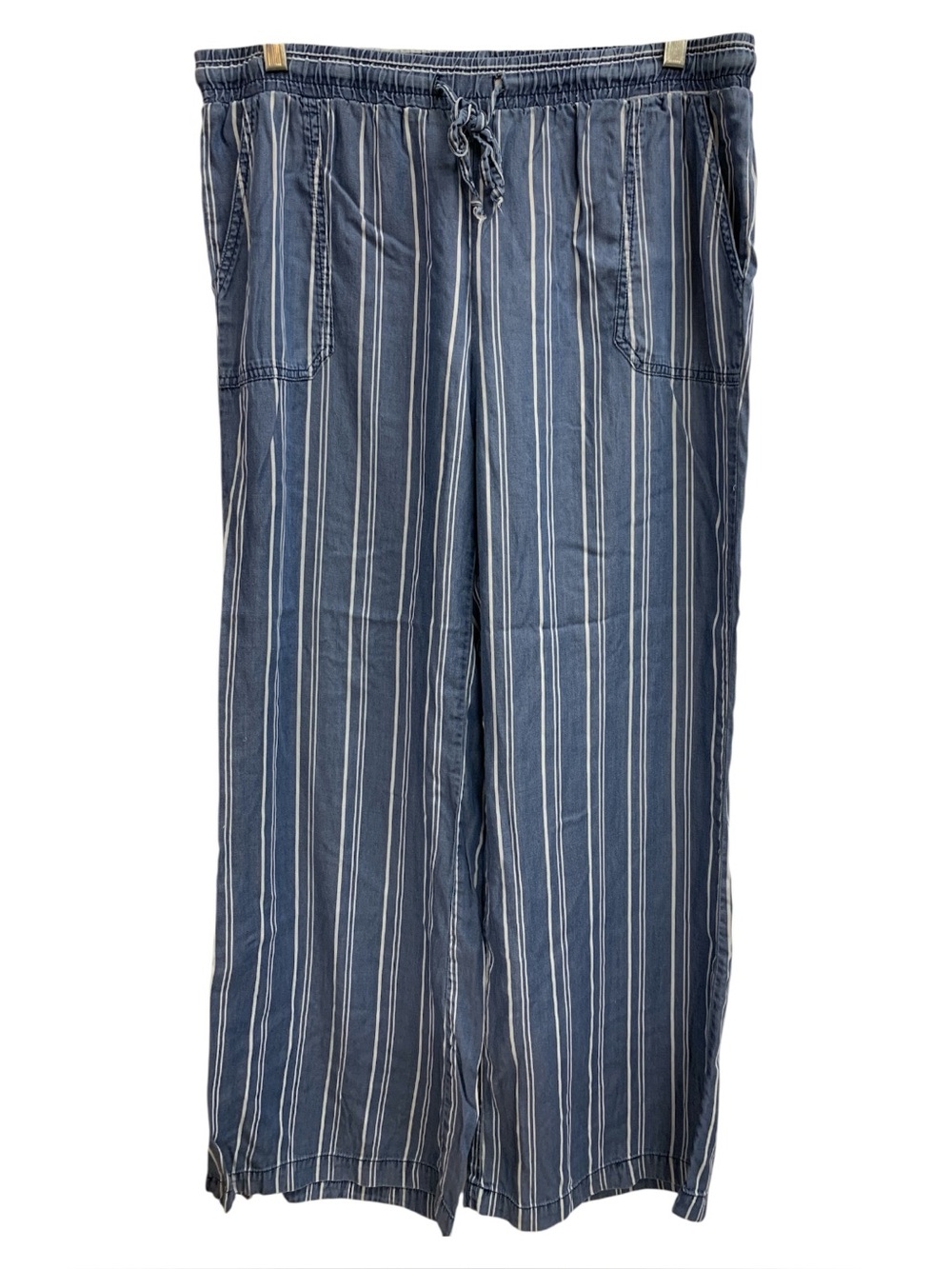 Standard Grace Casual Blue & White Vertical Stripe Wide Leg Pants Size M